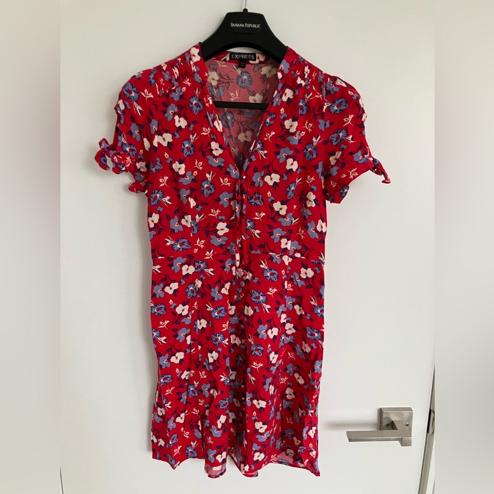 Express Red Floral Mini Dress